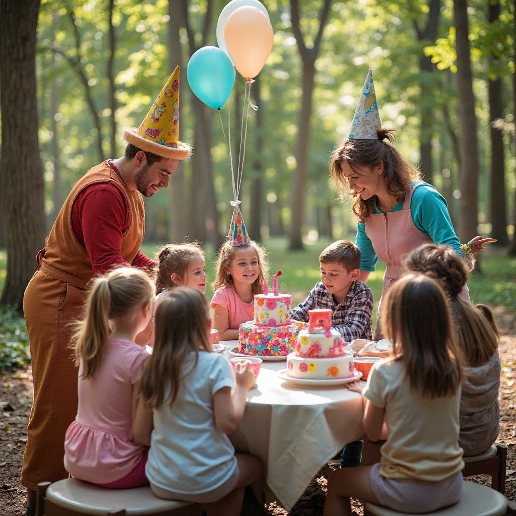 Birthday party celebration with staff and children