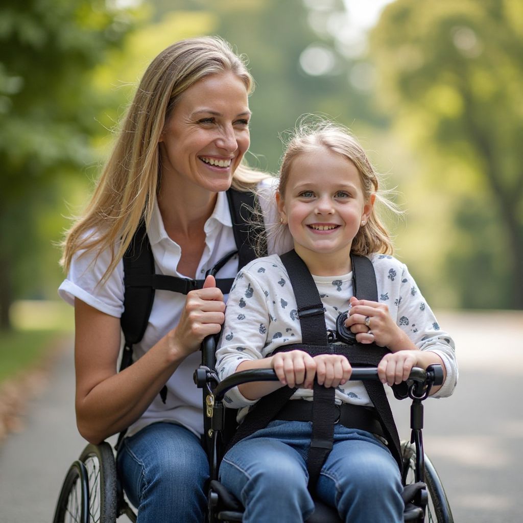 Lauren MacKenzie with special needs daughter enjoying accessible ride